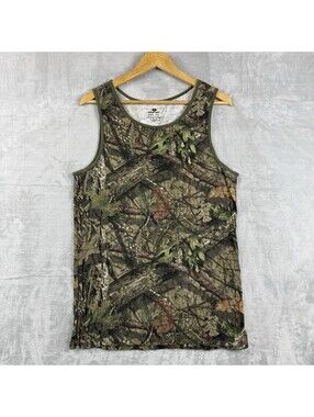 Mossy Oak Men XL Realtree Camo Tank Top Hunting Woodland Sleeveless Shirt Cotton